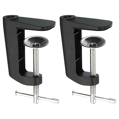 PATIKIL Adjustable Replacement Clamp for Lamps, 2 Pack Universal Adjustable C Shape Desk Table Mount Clamp for Microphone Arm Desk Lamps Stand, Black - color: Black