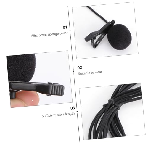 Hemoton Mini Lavalier Microphone for Mobile Phones Clip Condenser Mic for Laptops and Cameras Portable Design Rotary Clip for Video Calls and Recording Black