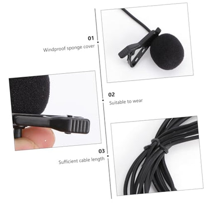 Hemoton Mini Lavalier Microphone for Mobile Phones Clip Condenser Mic for Laptops and Cameras Portable Design Rotary Clip for Video Calls and Recording Black