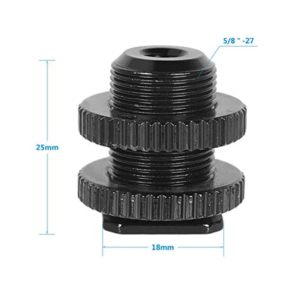 CAMVATE 5/8"-27 Male Threaded Cold Shoe Adapter to Hot Shoe for Mic Mount