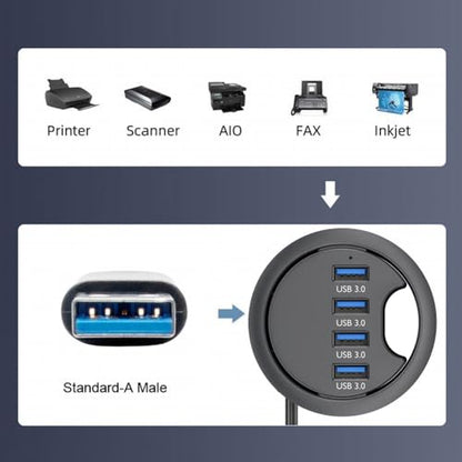 CY USB 3.0 Hub 4 Port USB 60mm Desk Grommet Splitter Dock Station Interface 5Gbps for Desktop PC - style: 4USB