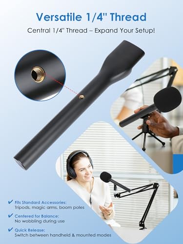 YOUSHARES Handheld Interview Microphone Holder for Hollyland Lark M2 - Iron Magnetic Slide Rail fits Hollyland Lark A1/MAX/150 & Rode/DJI Magnetic Lavalier Wireless Mics - color: Magnetic Handheld Microphone Holder