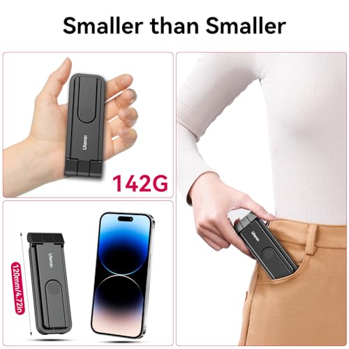 ULANZI MA26 Foldable Phone Tripod, Pocket Cell Phone Vlog Video Tripod Handle Aluminium Smartphone Desk Stand 2 Cold Shoe Small Size All in One Lightweight Portable Vlog Stick for iPhone 17 Samsung