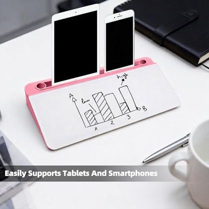 Desktop Whiteboard, Glass Dry Erase Board, Desk Board Buddy,Computer Keyboard Stand,Desk Whiteboard Organizer for Home,Office,School Supplies (Pink) - color: Pink