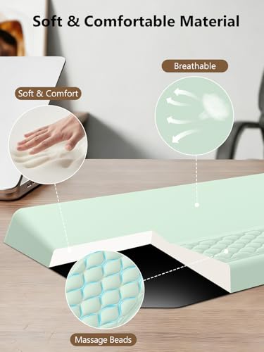 2-in-1 Ergonomic Keyboard Stand with Wrist Rest, Comfy Keyboard Riser Holder with Massage Design, Light Green - color: Light Green