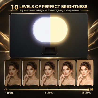 Clip On Selfie Light for Phone & Laptop, 60 LED Portable Selfie Light, Rechargeable 2000mAh Ring Light with 3 Modes 10 Brightness for Zoom, TikTok, Webcam, Makeup & Video Recording, Studio Lighting