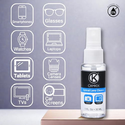 Camkix APS-C Sensor Cleaning Kit Digital Camera Lens Cleaner Kit Compatible with DSLR and Mirrorless Cameras - 10x of 16mm Dry Cleaning Swabs and 1 Bottle of Sensor Optical Lens Cleaner