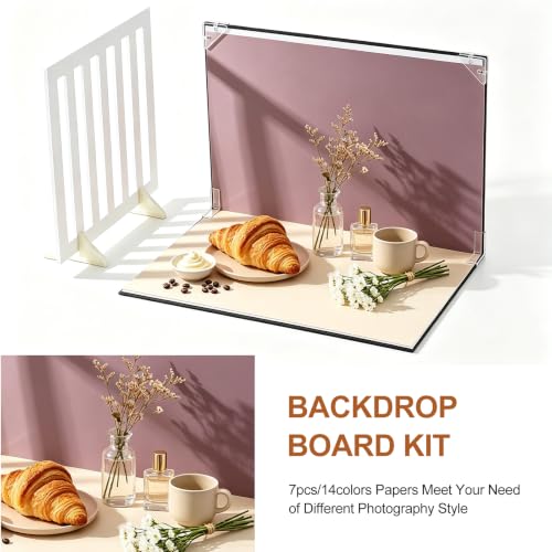 7pcs Double-Sided Photo Backdrop Board Kit, 16x11.5in PVC Flat Lay Background Paper, 14 Patterns, with 2pcs 11x11in Window Shadow Panes for Product, Food, Jewelry Photography - color: Shadow