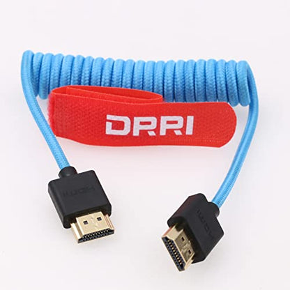 8K HDMI to HDMI 2.1 Ultra High-Speed Braided Coiled Cable for Sony A7R-V A7III a7s3, FX3 to Atomos Ninja V - color: Blue braided Coiled, size: HDMI-HDMI