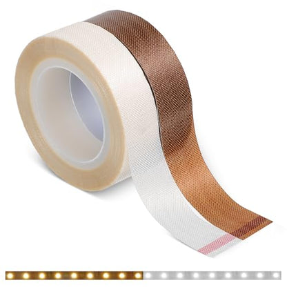 2 Roll Light Dimming Tape, Led Light Strip Tape 0.59 in x 32.8 ft Light Dimming Masking Cover Sticker Soften Lighting Blocking Sticker Fits LED Strips, Cabinet, Cove, TV Backlight (White, Coffee) - color: 1 Brown & 1 White