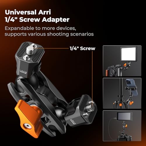 K&F CONCEPT Dual Ball Heads Magic Arm, Articulating Magic Arm with 1/4"-20 Screw, 360° swivelling Ball Head, Aluminum Alloy Camera Monitor Mount Arm