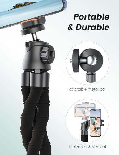 Pnitri Phone Tripod Stand, Extendable Reinforced Aluminum Phone Stand with Wireless Remote, Stable Cellphone Tripod (13.4'' Black) - style: 13.4'' Black