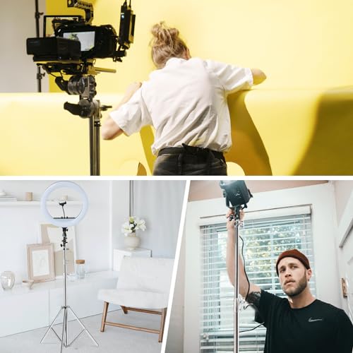 WELLMAKING Stainless Steel Photography Light Stand 9.2ft/280cm.Spring Cushioned Heavy Duty Tripod Stand with 1/4”to3/8” Screw Adapter and Tilt Swivel Mount for Strobe, Video Light,ring light,Monolight - size: 9.2ft