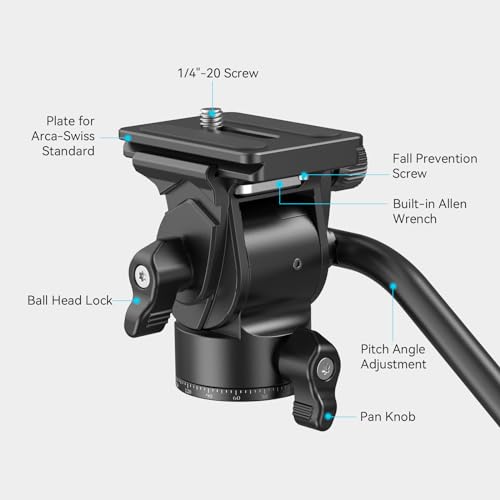 SmallRig Tripod Fluid Head Pan Tilt Head with Quick Release Plate for Arca Swiss for Compact Video Cameras and DSLR Cameras -3259B