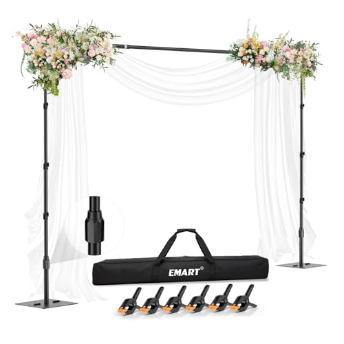 EMART Backdrop Stand,10x8.5ft(WxH) Adjustable Photo Background Stand with Upgrade Rod,Heavy Duty Flat Base,Metal Pipe and Drape Frame for Wedding,Birthday Party,Decorations,Photography Studio - size: 10x8.5ft