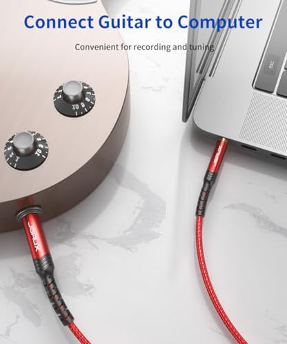 3.5mm to 6.35mm Stereo Audio Cable, JSAUX 6.35mm 1/4" Male to 3.5mm 1/8" Male TRS Bidirectional Stereo Audio Cable Jack 4FT for Guitar, iPod, Laptop, Home Theater Devices, Speaker and Amplifiers-Red - color: Red, size: 4ft