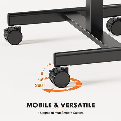 Sweetcrispy Mobile Rolling Desk with Lockable Wheels, Small Standing Laptop Desks, Sit Stand Adjustable Height Table Portable, Computer Workstations for Home Office, Brown - color: Brown