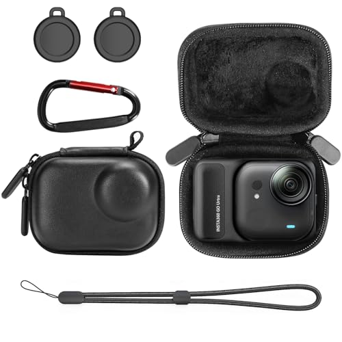 AMAZEAR Carry Case for Insta360 Go Ultra Accessories, Insta 360 Go-Ultra Portable and Compact Travel Bag Hard Leather Case with Soft Inner for Protection, Organization, and Storage, Black - color: Black