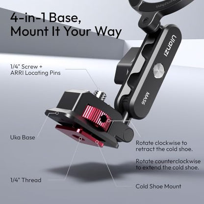 ULANZI MA56 Aluminum Magnetic Phone Tripod Mount w 1/4" Screw Arca Base | Strong Magnetic, 1/4'' Thread for Tripods Stabilizer, Foldable Camera Phone Holder w Cold Shoe 360° Rotation for iPhone 17/16