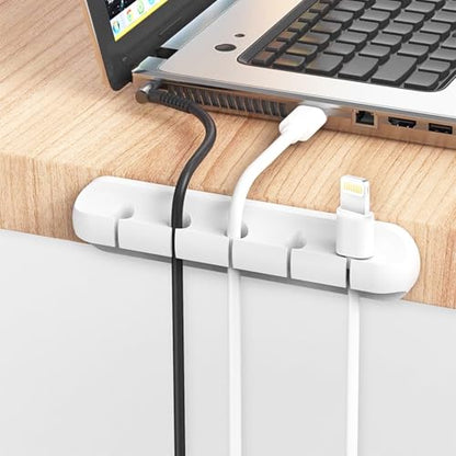 3 Pack Cable Management Cord Organizer Clips Self Adhesive Cable Holder Clips for Desktop Nightstand Office (White,3/5/7-Slot)