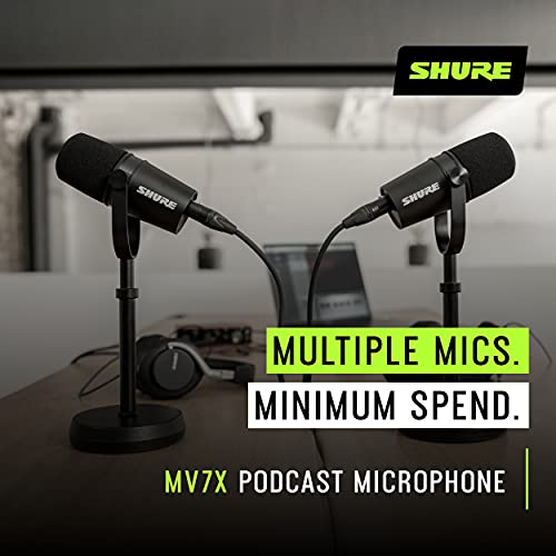 Shure MV7X XLR Dynamic Microphone for Podcasting, Streaming & Vocal Recording - Voice-Isolating Cardioid Mic with Broadcast-Style Design & All-Metal Construction, Black | Xlr Output, Voice Isolation, Dynamic Cardioid Capsule, All-Metal Body, 50-16, 000 Hz
