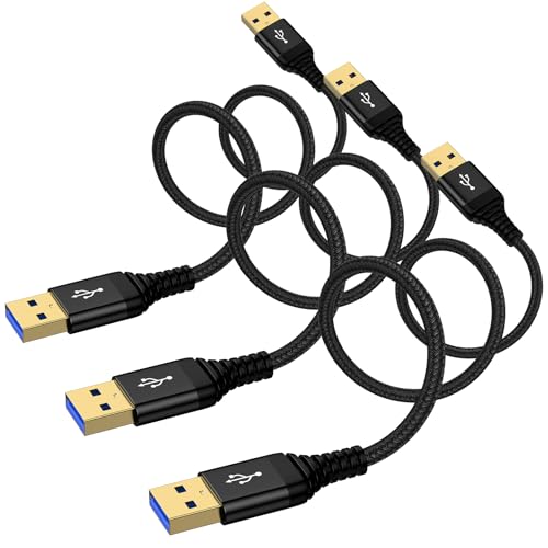USB to USB Cable, 3 Pack 6 FT USB3.0 A to A Cable Male to Male USBCable Double End USB-A to USB-A Cord Data Transfer Cord for Soundbar Monitor Laptop Cooling Pad Fan Hard Drive Enclosures DVD Player - color: Black, Black, Black, size: 6FT