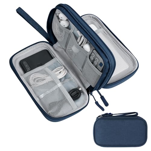 Skycase Electronic Organizer Travel Case - Waterproof Travel Cord Pouches for Organization, Cable Organizer, All-in-One Double Layers Storage Bag for Accessories, Charger, Cable, Navy - Medium - color: Navy, size: Medium