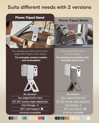 MOFT Phone Stand, Magnetic Phone Tripod Stand Stain-Resistant MOVAS Leather & Angle Adjustment & Strong Magnets Tripod for iPhone 17/16/15/14/13/12 (Included Metal Ring)-Cement - color: Cement, size: Without Card Slot