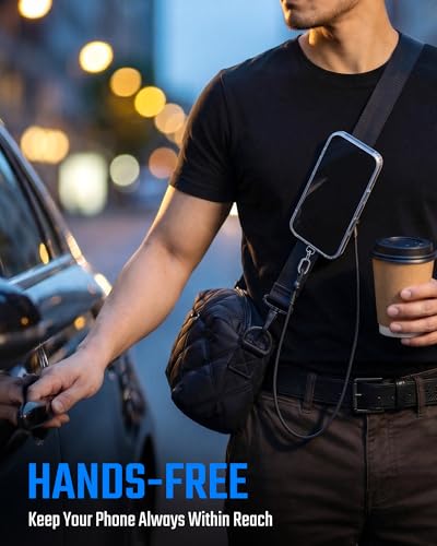 KeyUnity KH01 Magnetic Belt Clip Phone Holder with Anti Theft Lanyard, Quick-Release Hands-Free Access Phone Mount for Belt & Straps, Stretchy Tether for Running Travel Hiking, Compatible with MagSafe