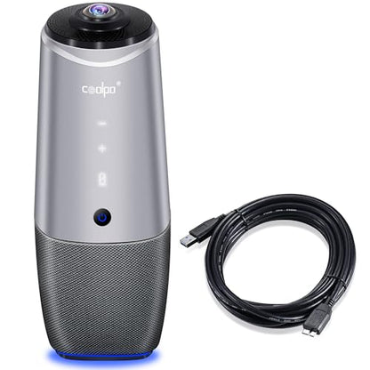 COOLPO PANA 360 Camera, 4K Webcam for PC, All-in-One Conference Room Camera System, Microphones & Speaker, AI Speaker Tracking, Hybrid Meeting for Teams, Zoom, Plug and Play 10ft USB Cable