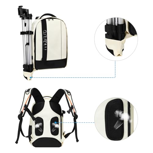 MOSISO Camera Backpack,DSLR/SLR/Mirrorless Photography Backpack Buffer Padded Shockproof Camera Bag with Customized Modular Inserts&Tripod Holder Compatible with Canon,Nikon,Sony etc, Beige - color: Beige