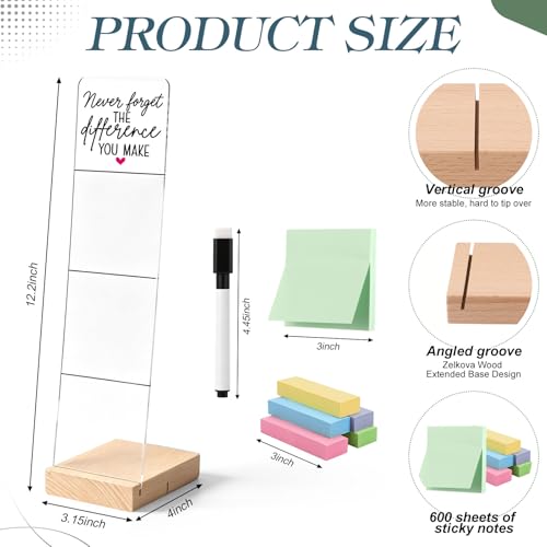 Affrolling Monitor Memo Board with Removable Wooden Base Acrylic Portable Memo Notes Holder Desk Accessories Organizer with 600 Sheets Reminder Notes Office Desk Decor Gift(Inspirational) - style: Inspirational