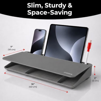 Glass Desktop Magnetic Whiteboard with Storage, Frosted Glass Dry Erase Board for Desk, Desk Organizer with Strong Magnets and Phone Stand for Home Office and School Supplies