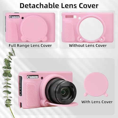 Camera Case for Canon PowerShot SX740/ SX730 Digital Camera,SX740 HS Case, Soft Silicone Protective Case Removable Lens Cover,Comes with 2 Screen Protectors and 1 Wrist Strap. (Pink) - color: Pink