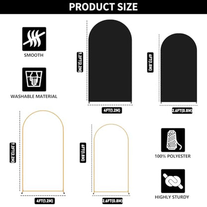 2 Pack Arch Backdrop Stand and Cover Set (7.2FT/6FT), Balloon Arch Stand, Metal Background Arch Stand, Backdrop Arch Frame, Wedding Arch for Backdrop (Black Cover) - color: Arch with Black Cover-(7.2FT/6FT)
