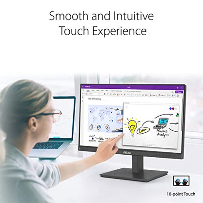 ASUS 24" 1080P Multi-Touch Monitor (BE24ECSBT) - Full HD, IPS, 10-Point Touch, IPS, Eye Care, USB-C with Power Delivery, HDMI, DisplayPort Daisy Chain, Height Adjustable, VESA Wall Mountable - style: 24" Touch Daisy Chain