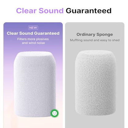 MAONO Microphone Windscreen for PD100W Microphone High-Density Flocked Foam Mic Cover, Soft Flocked Foam for Noise Reduction & Mic Protection, Reusable & Easy to Clean, Ash White