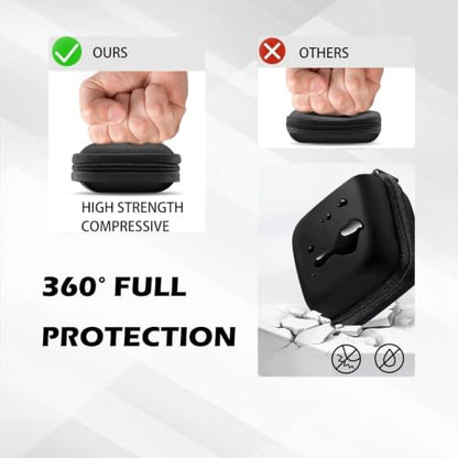 Earbud Case Portable EVA Storage Bag Cell Phone Accessories Organizer with Carabiner for Wired/Wireless Earphone, Earbud, Earpieces, SD Memory Card, Camera Chips, Tech Pouch, Black