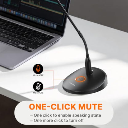 Saramonic GM18CU 18” Cardioid Condenser Gooseneck Mic with USB Base, Button Control & Headphone (USB C)