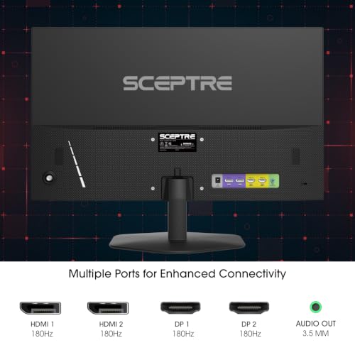 New! Sceptre 27-inch Prime Gaming Monitor DisplayPort x2 180Hz HDMI x2 180Hz Build-in Speakers, Machine Black 2027 (E275B-FW180T Series) - size: 27
