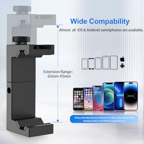 ULANZI ST-02S Aluminum Phone Tripod Mount w Cold Shoe Mount, Support Vertical and Horizontal, Universal Metal Adjustable Clamp for iPhone 12 11 Pro Xs X Max 8 7 Plus Samsung Android Smartphones - color: Black