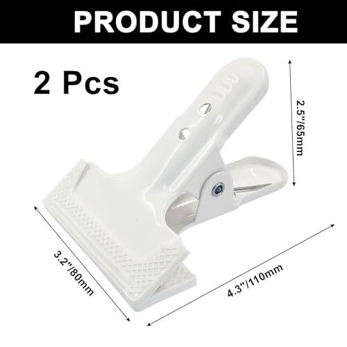 Murtenze 2 Pack Heavy Duty Spring Clamps Clips, 4" Backdrop Spring Clamps Black Metal Rubber Hinge Clip for Photography Background Stands, Woodworking & Home Improvement Projects(White)