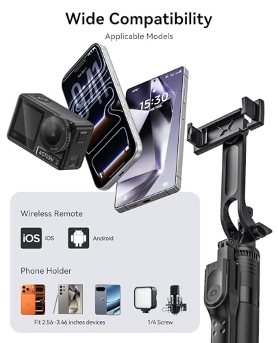 ORICO 69" Phone Tripod & Selfie Stick - 360° Rotatable Phone Holder for Multi-Angle Shooting, Wireless Remote, Extendable Stand for iPhone, Android, Camera, GoPro, Travel, Vlog, Recording - SPM175 - size: 69''