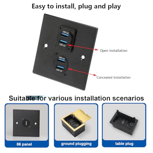 PENGLIN 2PCS USB 3.0 Adapter, Dual USB Male to Female Panel Mount Connector Support Data/Charger, for Laptop/Keyboard/Smartphone/Tablet/Car - size: USB (2PCS)-Dual port