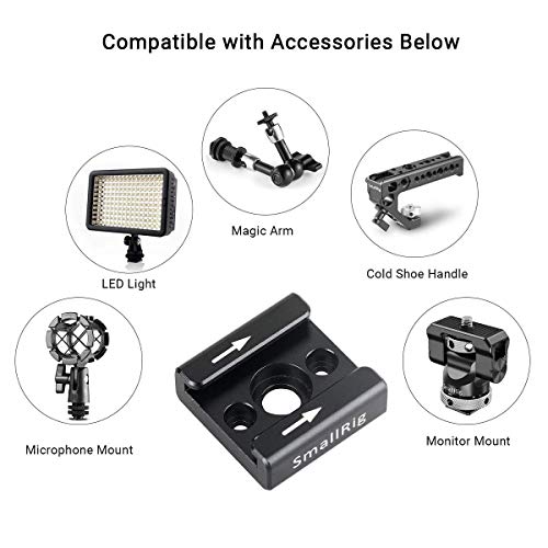 SMALLRIG Cold Shoe Mount Adapter with 1/4’’ Thread Hole for Camera and Camcorder Rigs – 1241