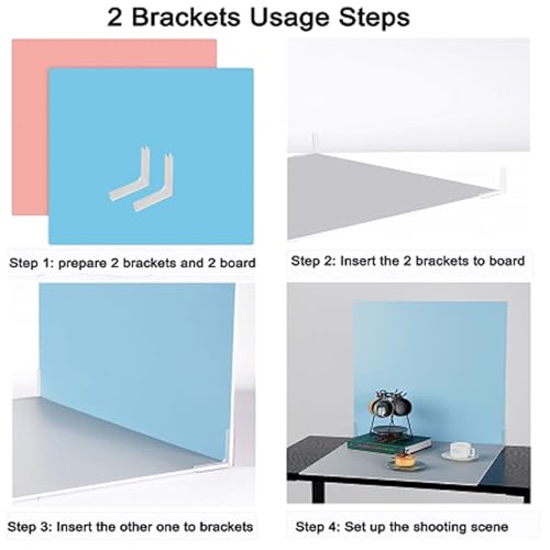 Meking Photo 2PCS L-Bracket and 2PCS Paper Clips for Photo Backdrop Board, Support Props Kit for Product Photography Backdrop - size: 2PCS L-Bracket&2PCS Paper Clips