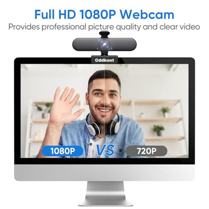 1080P Webcam with Microphone USB Web Cam Plug&Play Privacy Cover Adjustable Wide Angle Web Camera Computer Camera for Online Calling/Zoom/Teams/Facetime
