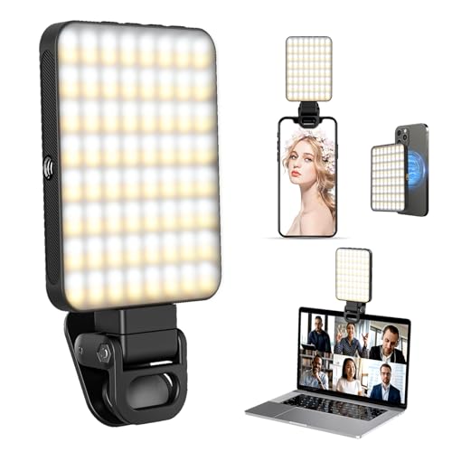 XINBAOHONG Selfie Light, Rechargeable Magnetic Clip Light for Video Conference | 128 LED Portable Light with Universal Compatibility (Phone/Android/Camera/iPad/Laptop) | Makeup, TikTok, Vlog Lighting