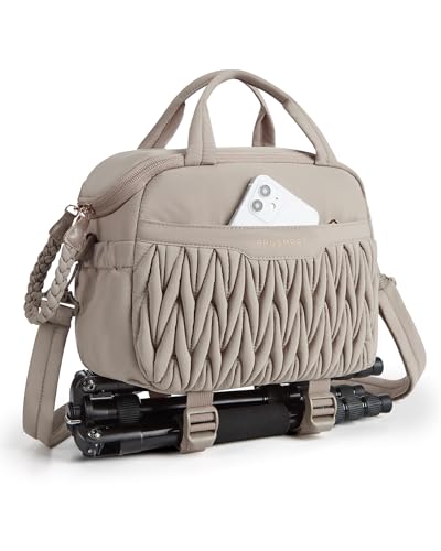 BAGSMART Camera Sling Bag, Portable Small Camera Bags for Photographers with Tripod Holder, Waterproof DSLR/SLR/Cute Camera Case for Women with Rain Cover, Compatible with Sony Canon Nikon, Camel - color: Brown