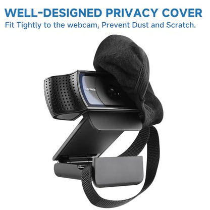 Webcam Privacy Cover Compatible with Logitech C922x C922 C920 | Fabric Streaming Web Camera Dust Cover, Compatible with C505 C310 C270, Black, for External Webcam Lens, Black, Pack of 2